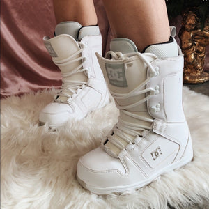 White and Gray DC Ski Boots