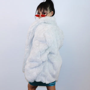 Vintage Off White Faux Fur Coat Jacket