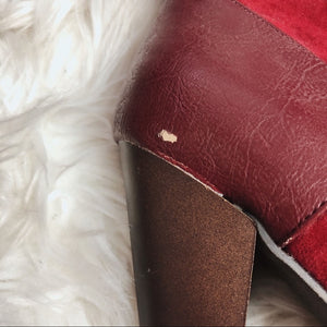 Soft Red Velvet Calf High Heeled Boots