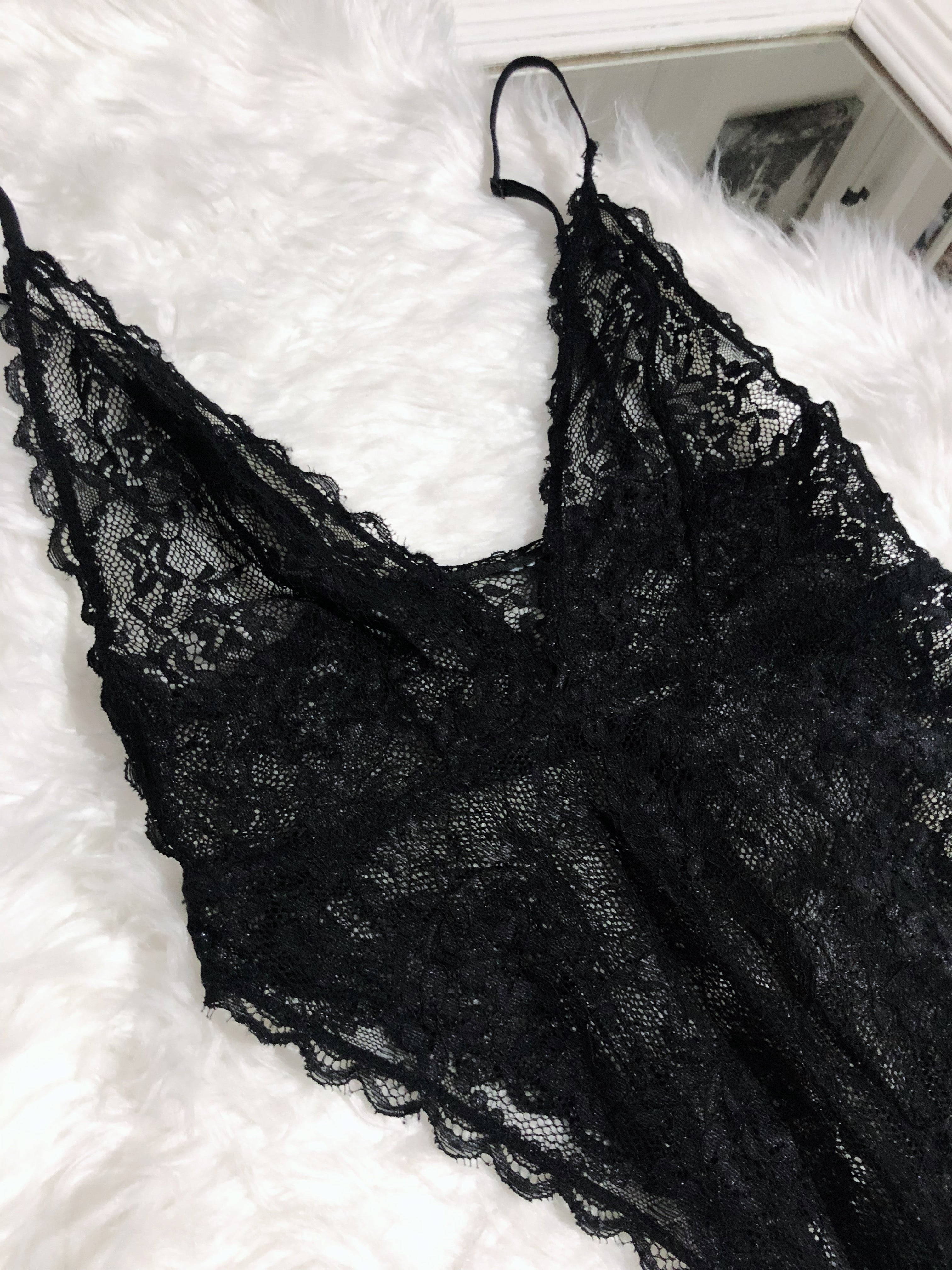 Black High Thigh Floral Lace Lingerie Teddy