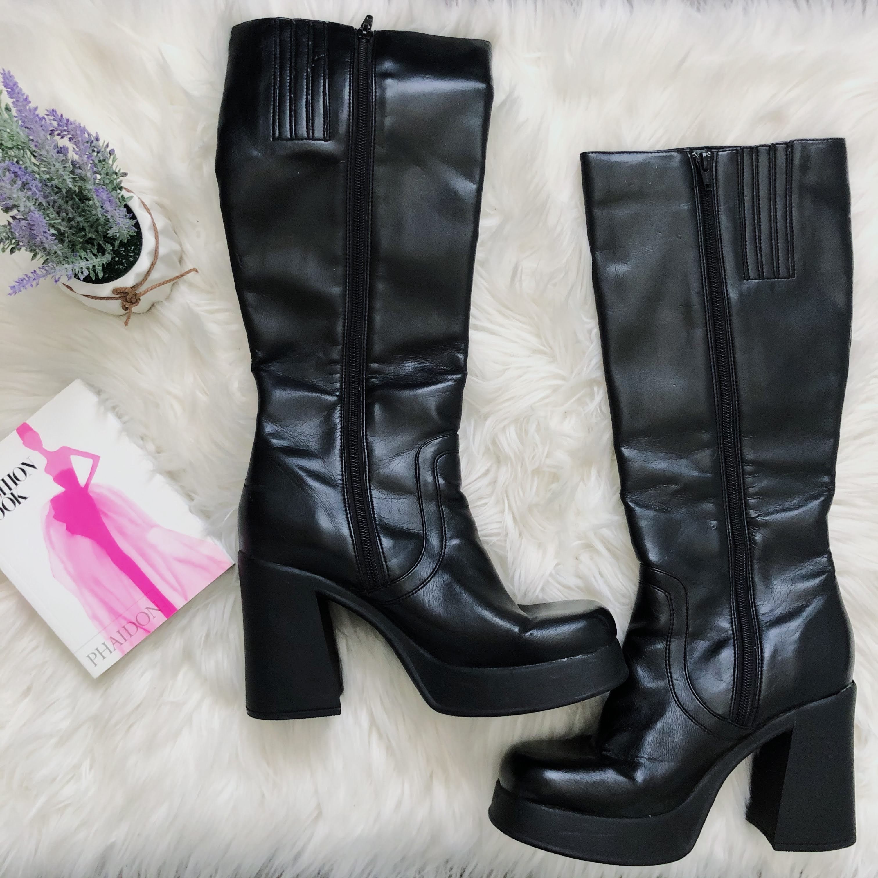 Chunky Black Platform Bratz Calf Boots