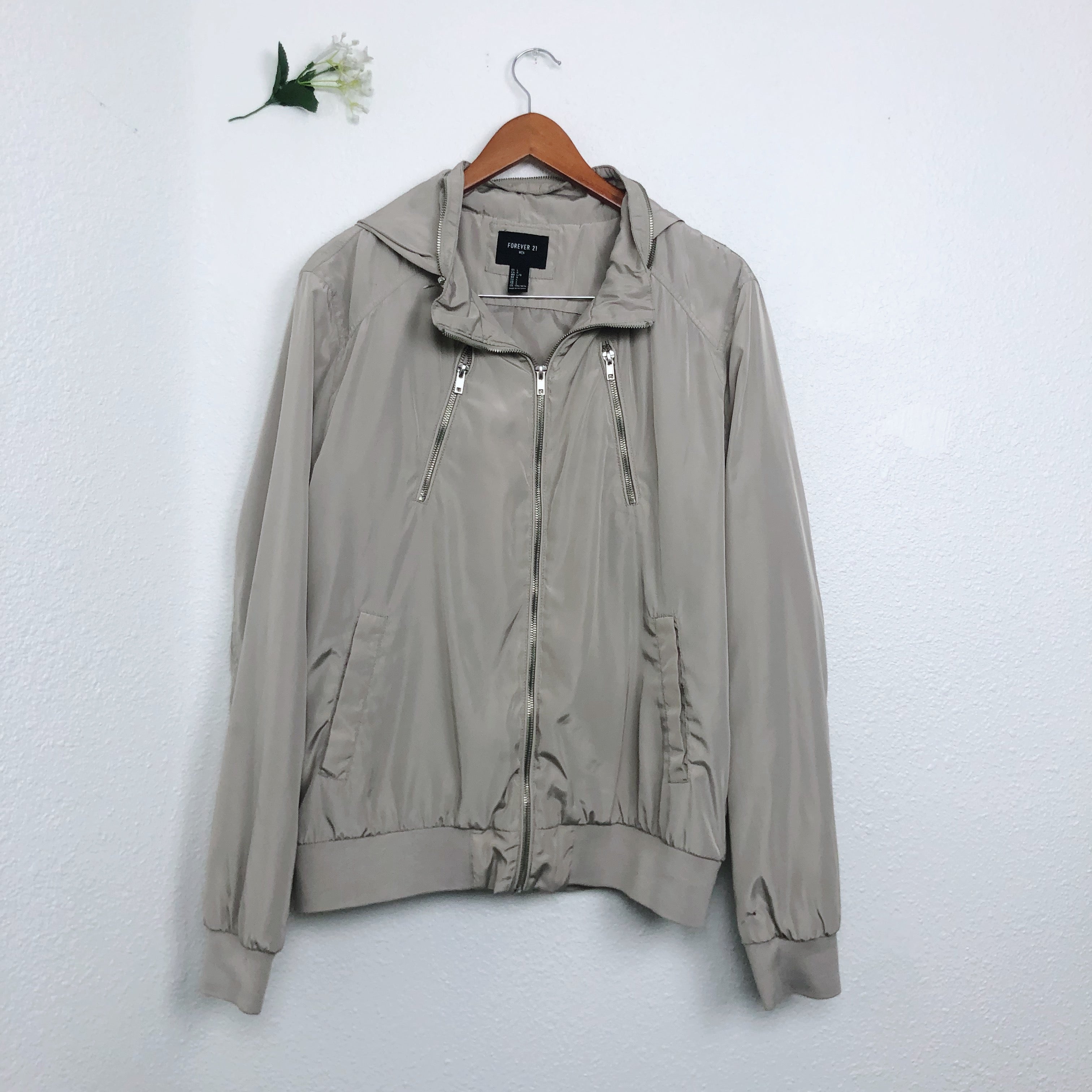 TAN MEN WINDBREAKER ZIP UP JACKET