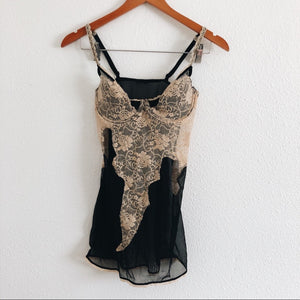 Nude and Black Slightly Distressed Lingerie Slip