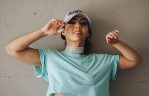 Boyfriend Fit Teal Wet Seal Crop Top