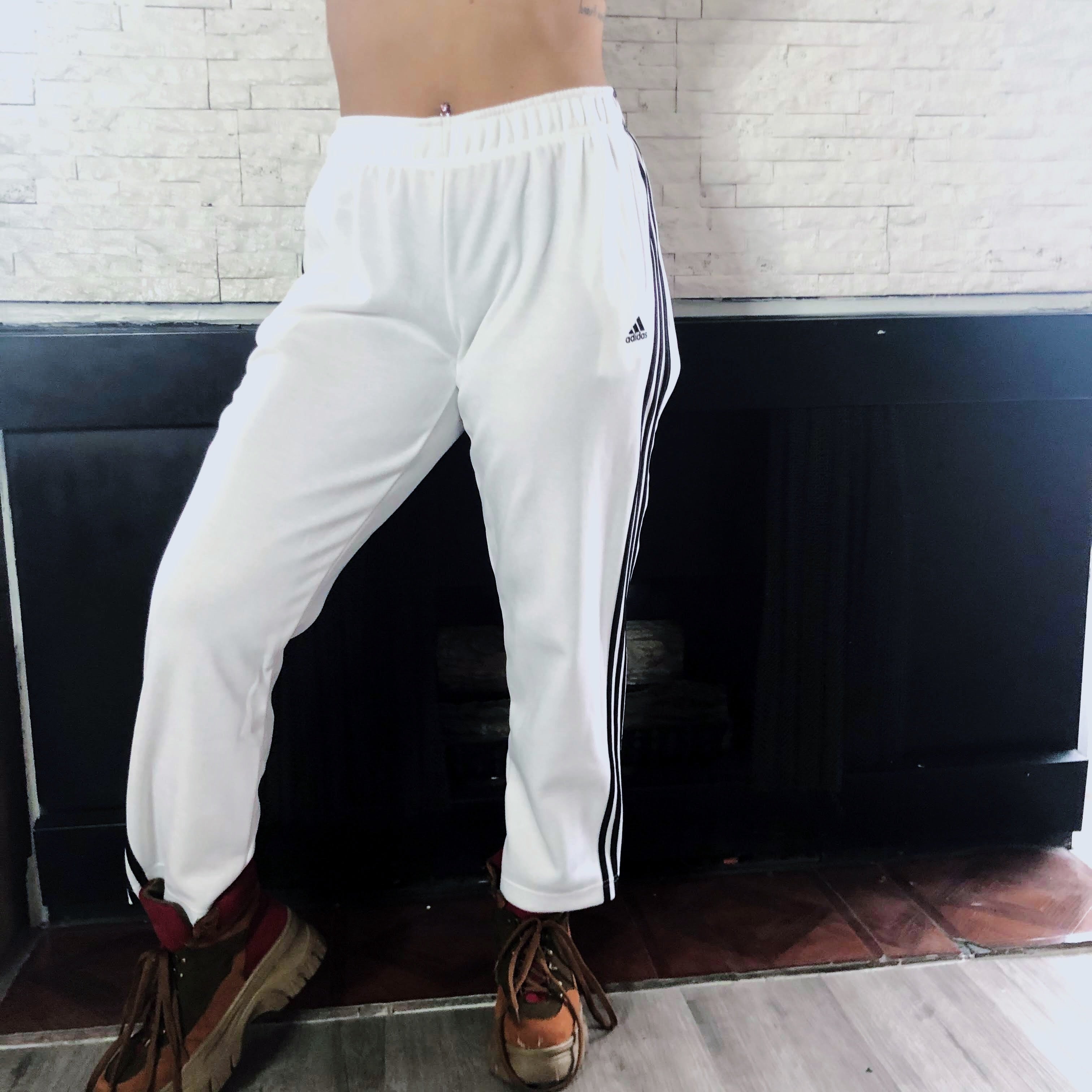 Adidas White Button Down Tricot Sweatpants