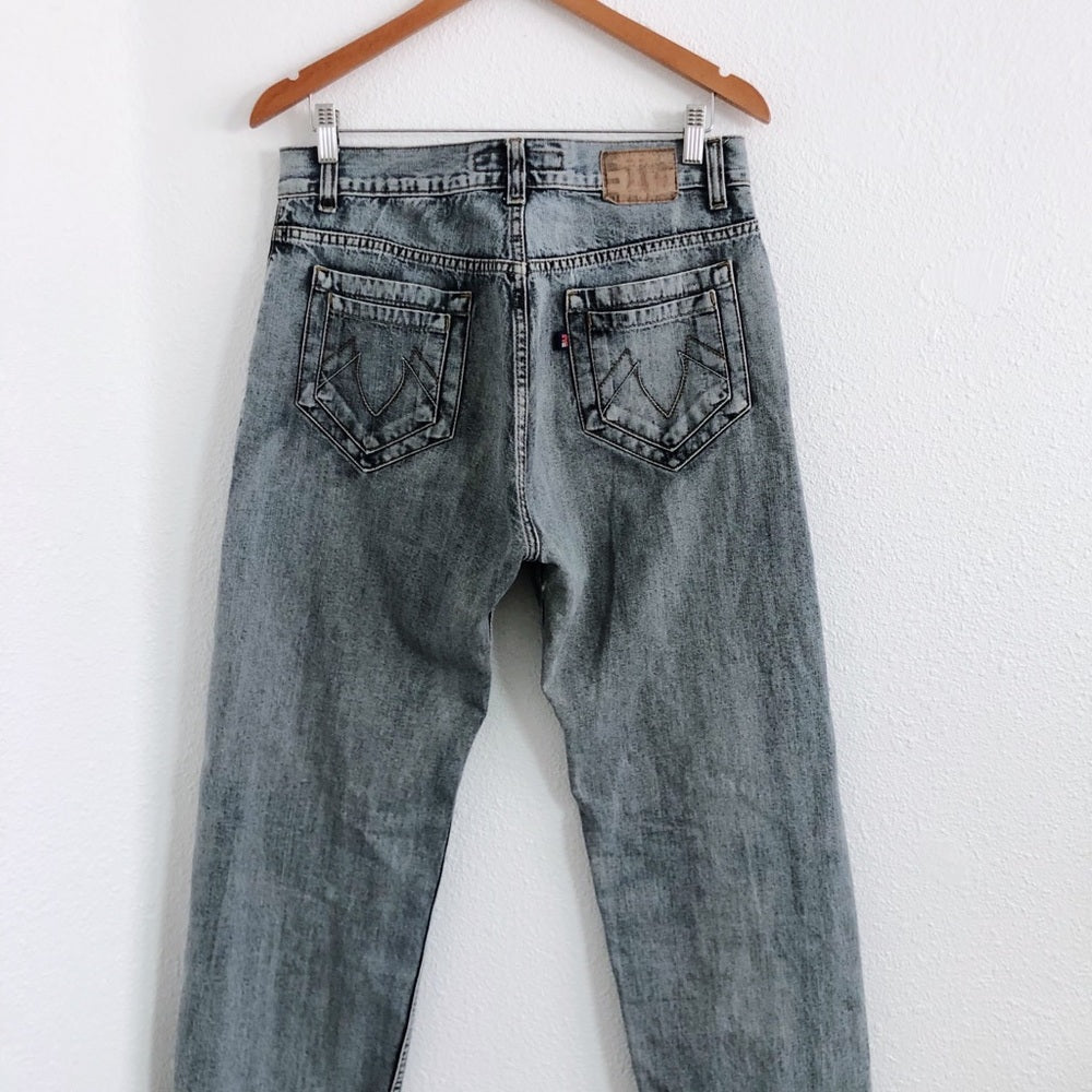 Blue Gray Vintage Road Man Denim Jean Pants