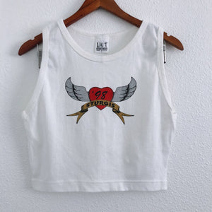 98 Sturgis White 90’s Lat Sportswear Crop Tank Top