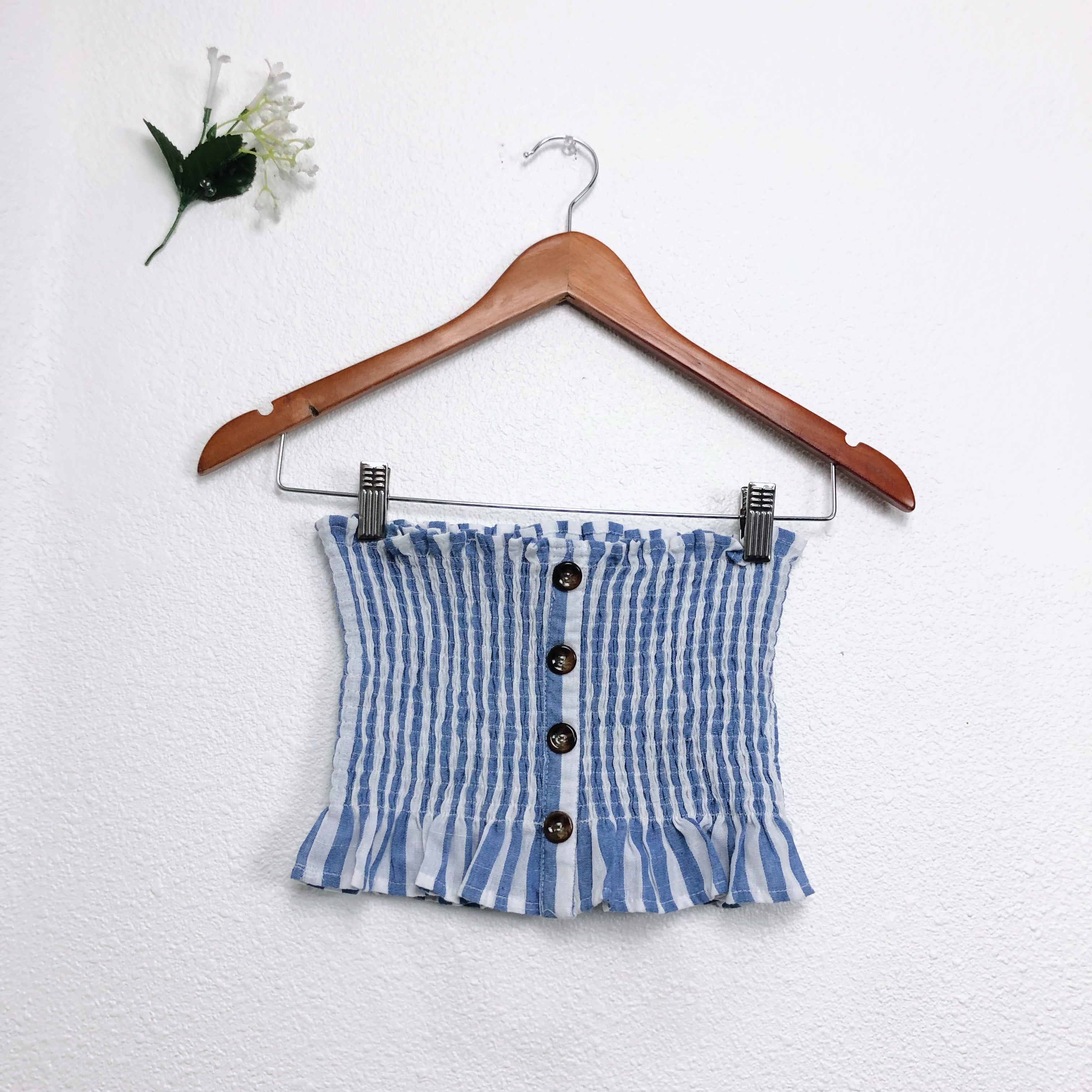 Cassie Blue and White Striped Strapless Tube Top