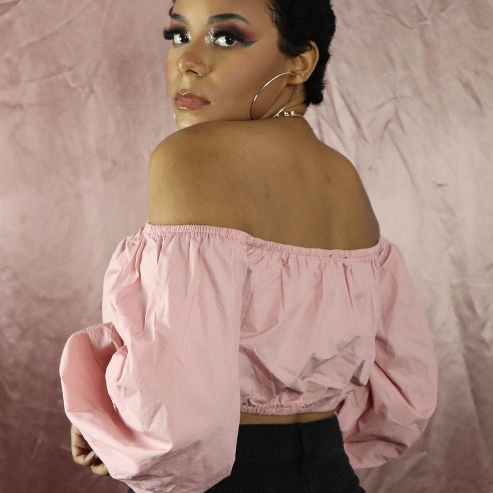 Balloon Blush Off The Shoulder Nasty Gal Crop Top