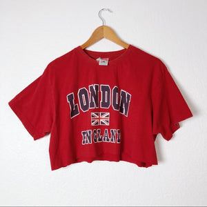 Red London England Flag England Crop Top T-Shirt