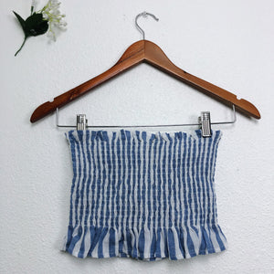 Cassie Blue and White Striped Strapless Tube Top