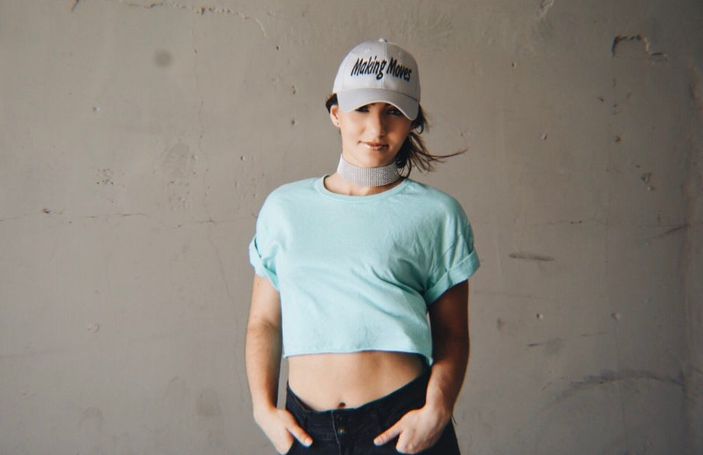 Boyfriend Fit Teal Wet Seal Crop Top