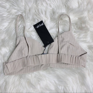 Mocha Oatmeal Brown Ribbed Bralette Crop Top