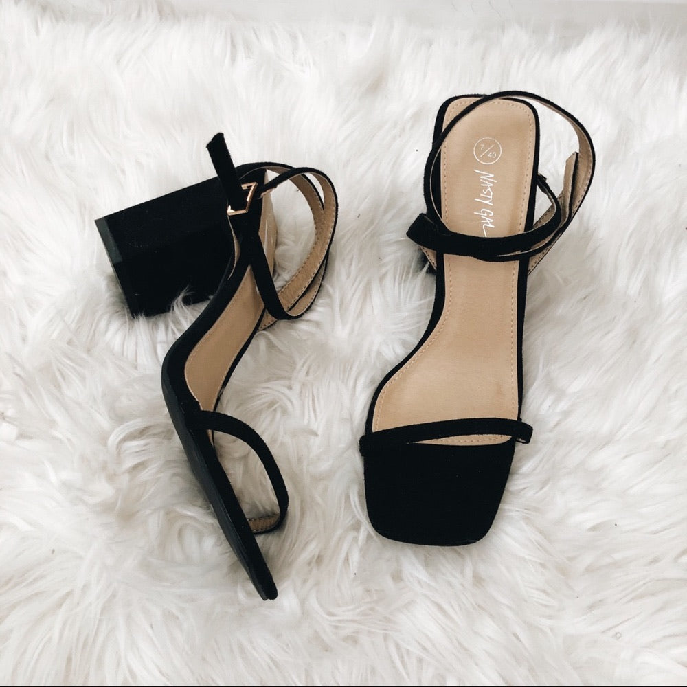 Nasty Gal Open Black Toe Strappy Sandle Heels