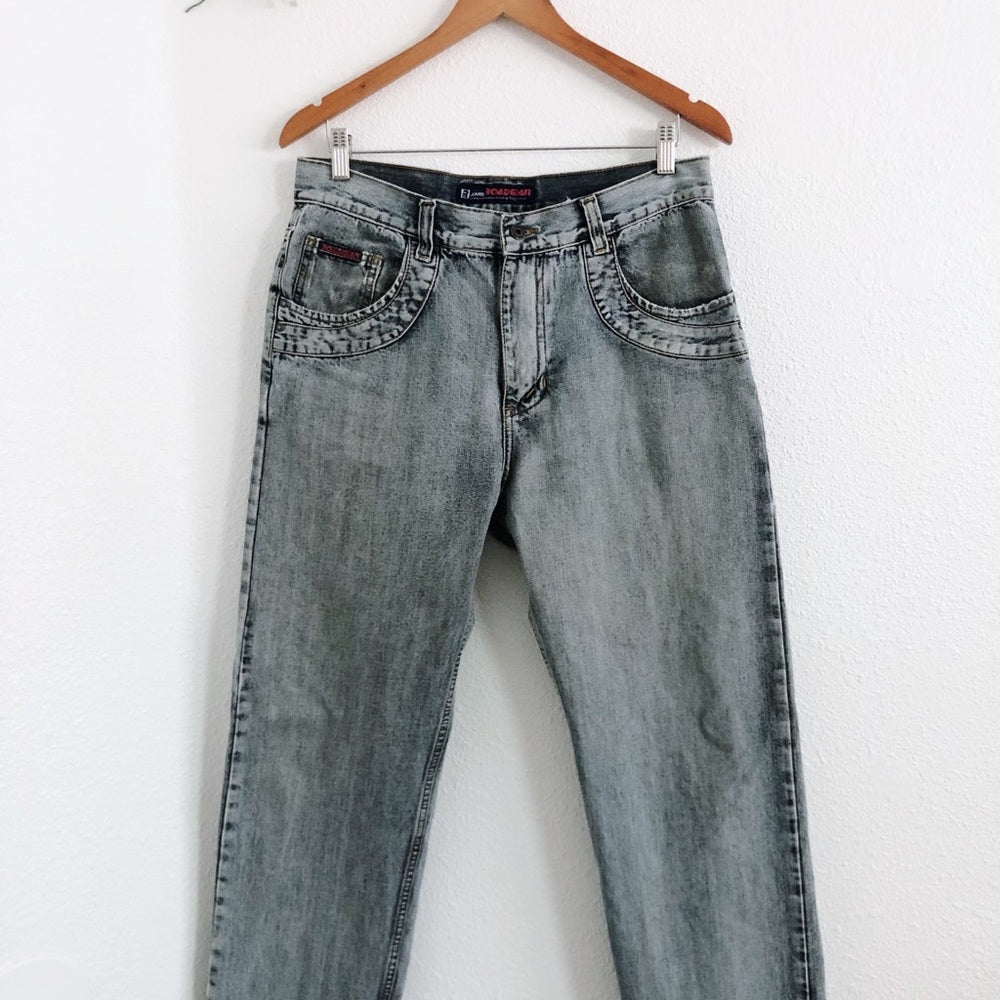 Blue Gray Vintage Road Man Denim Jean Pants