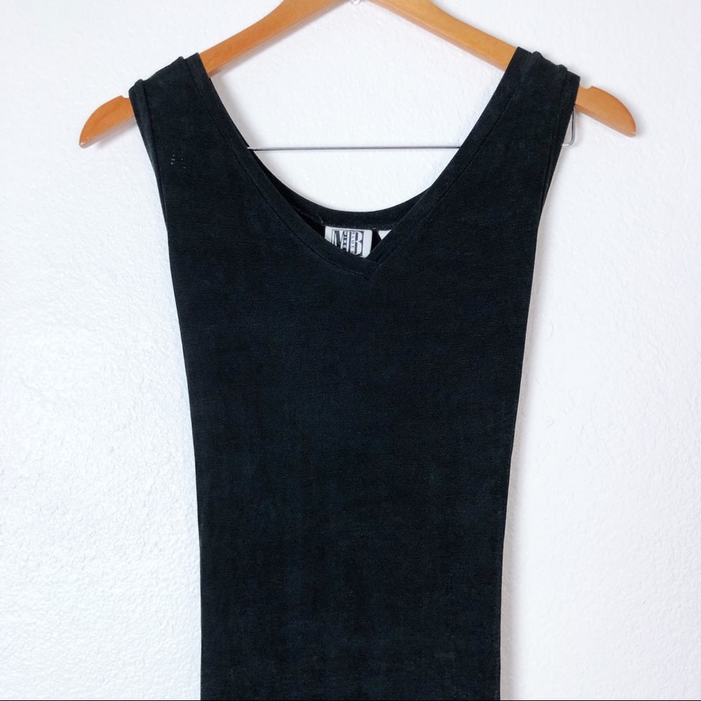 Vintage Mixed Blues Clothing Black Stretchy Maxi Dress