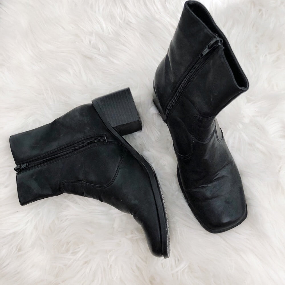 Always Hustling Black Ankle Square Chunky Heeled Boots