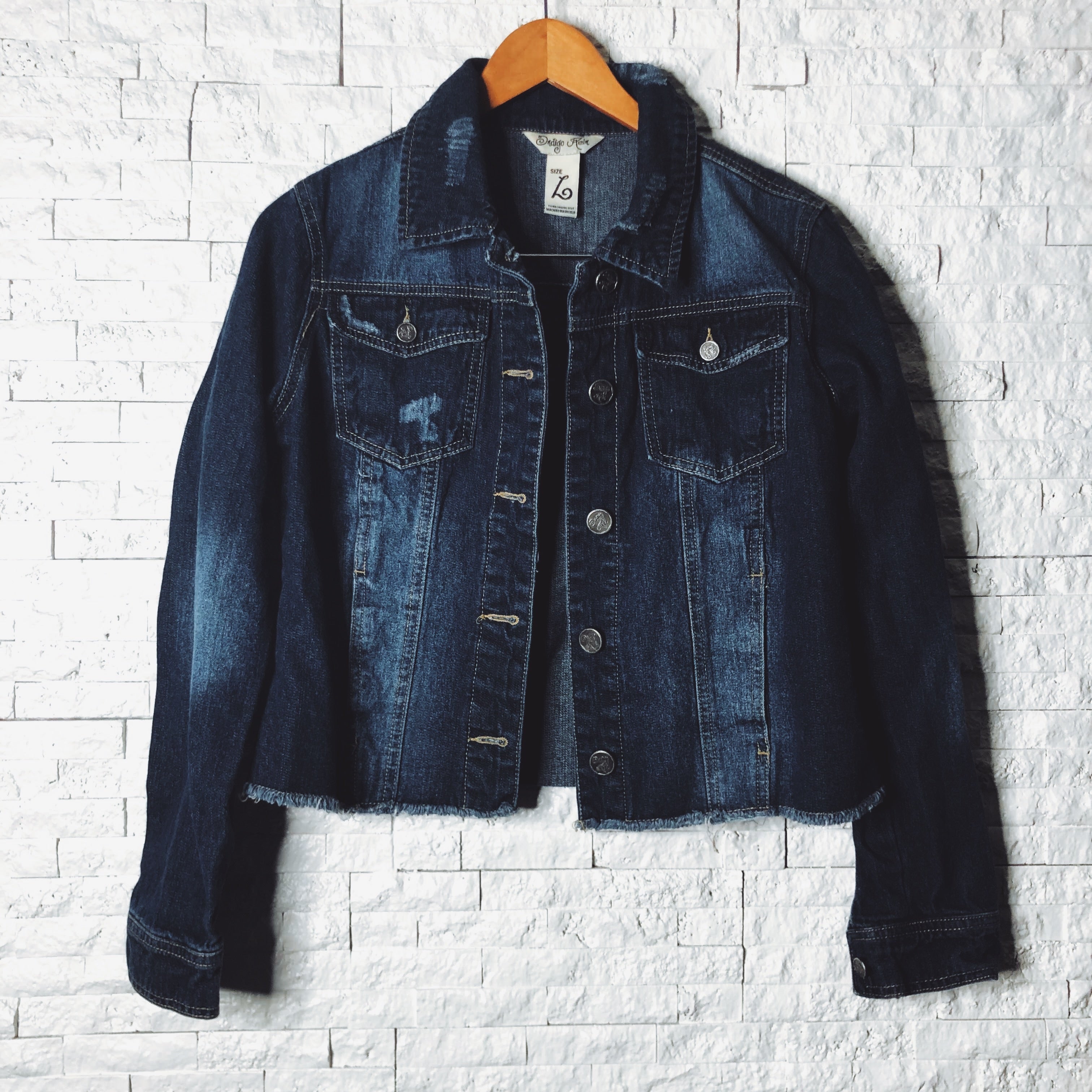 Dark Denim Button Up Cropped Jacket