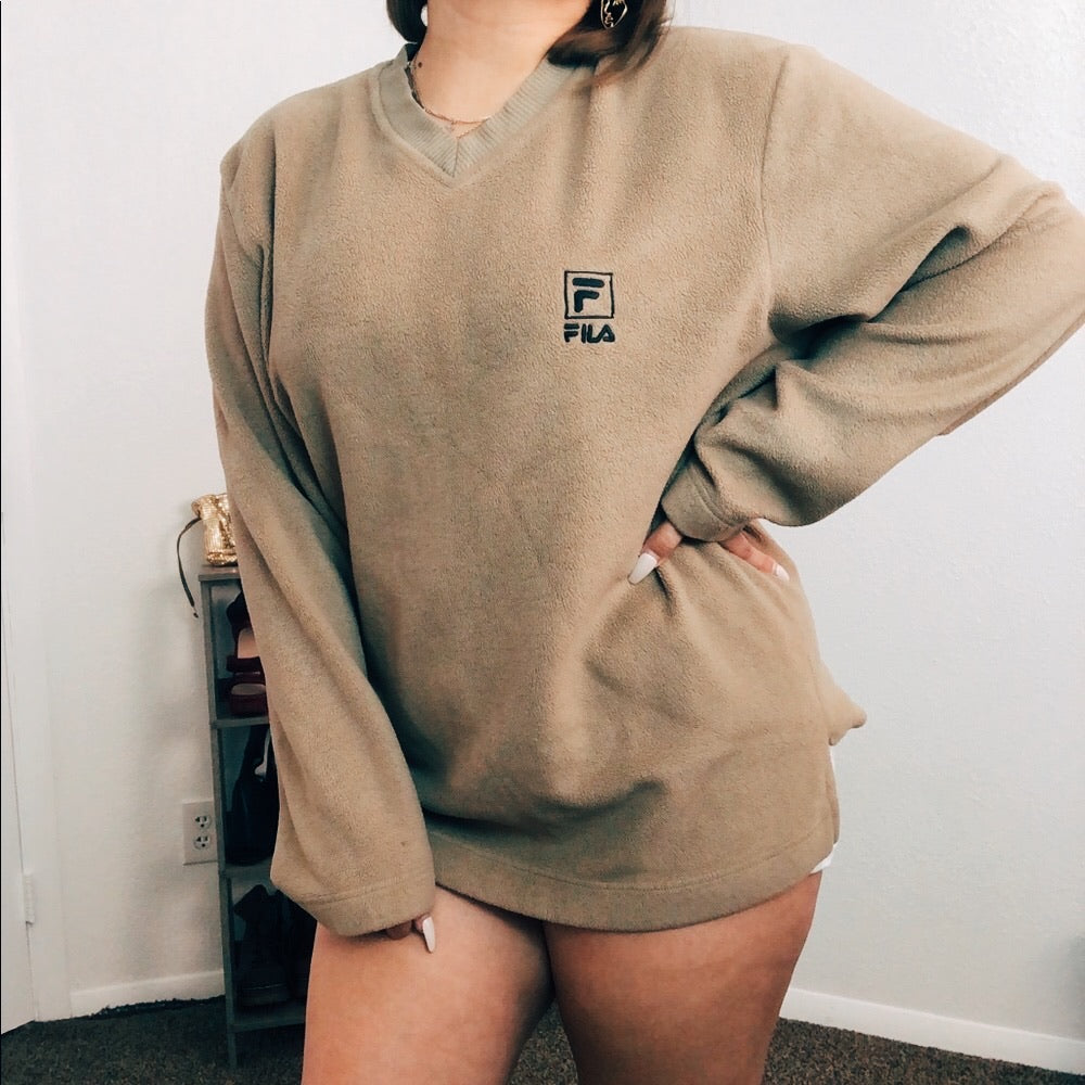 Unisex Fila Tan Vintage Crewneck Sweater