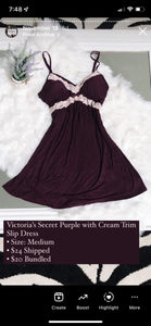 Victoria’s Secret Purple with Cream Trim Slip Dress