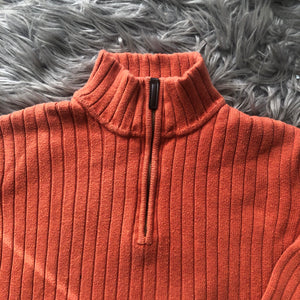 Only You Orange Cropped Zip Up Sweater