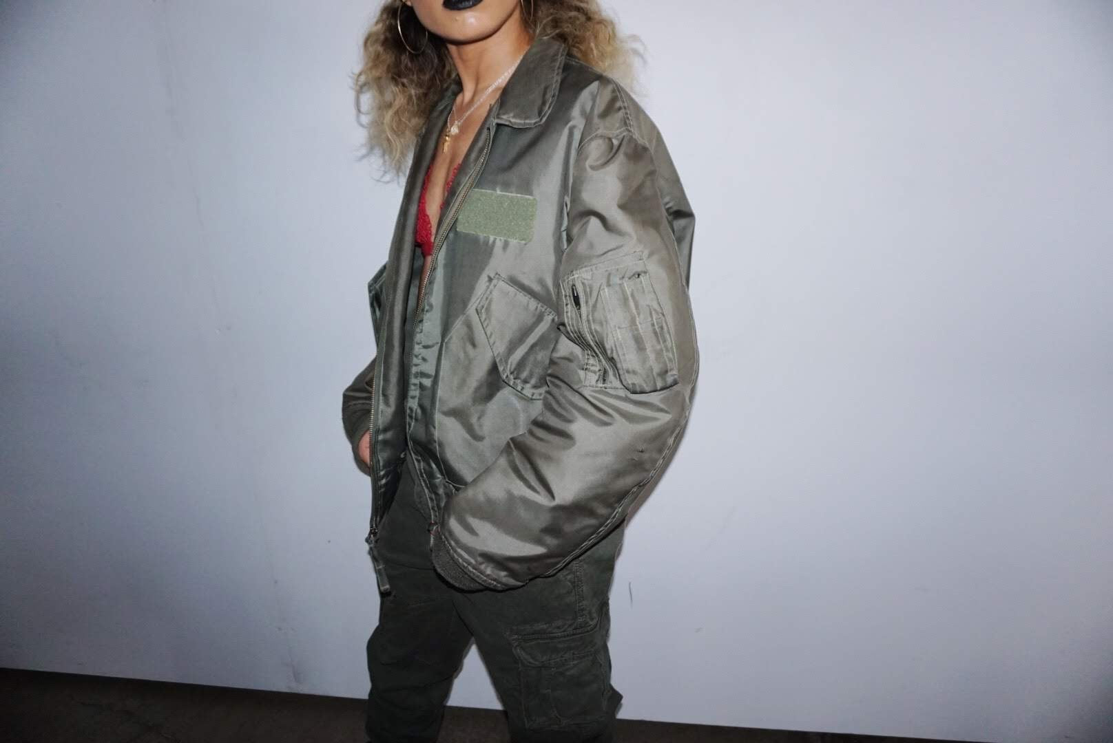 Vintage Army Green Bomber Jacket