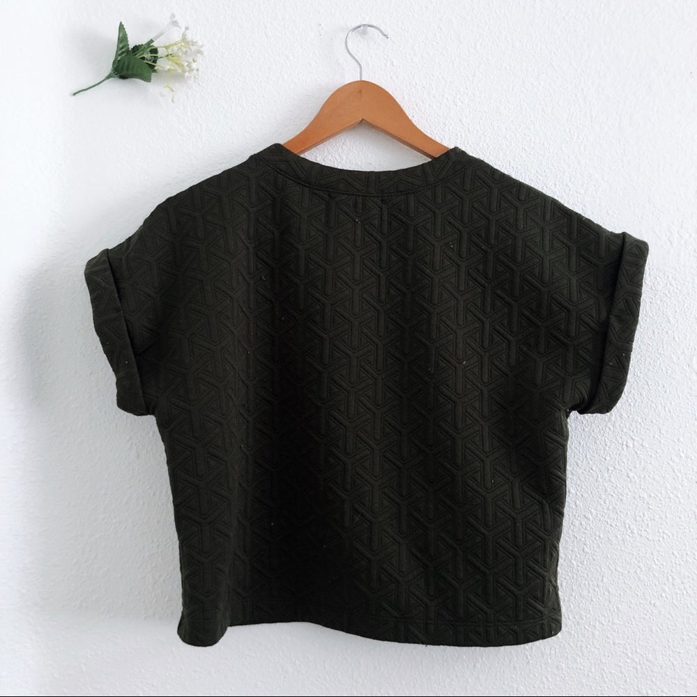 Dark Green Quilted Forever 21 Crop Top