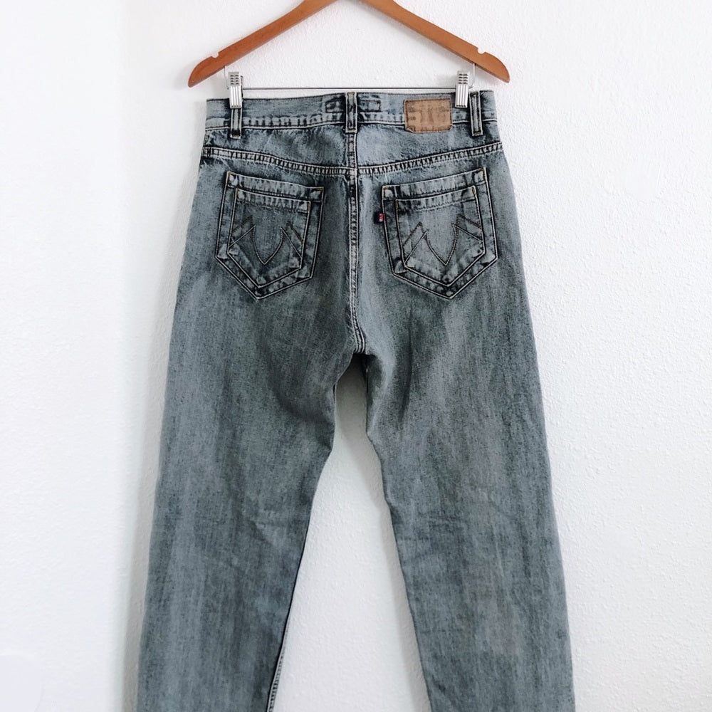 Blue Gray Vintage Road Man Denim Jean Pants