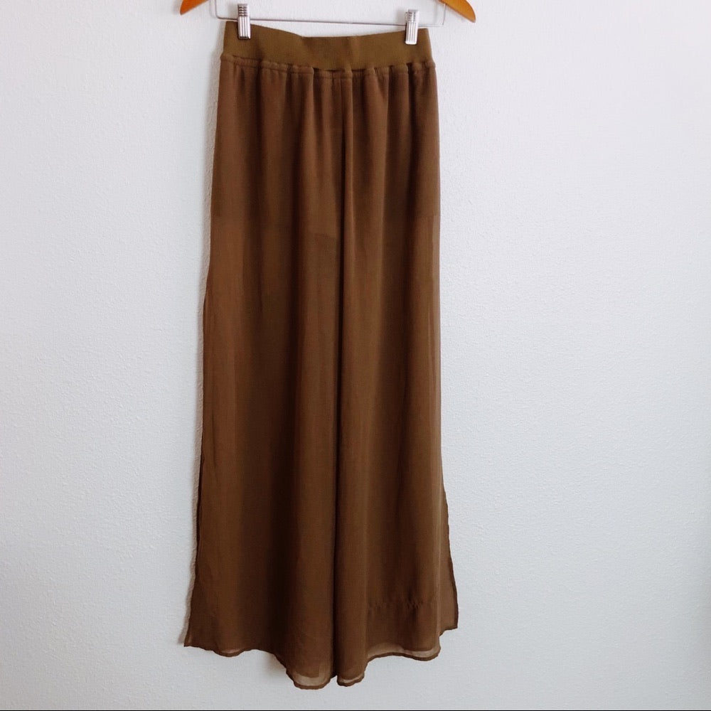 Loose Mesh Brown 2 Layered Pants with Shorts