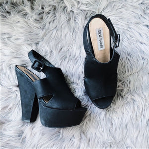 Black Steve Madden Chunky Strap Heels