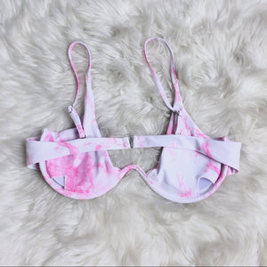 Pink Tye Dye Cupped Swimsuit Bralette Top