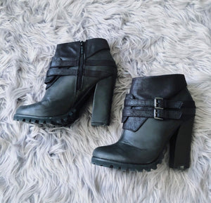 Black Grunge Ankle Booties