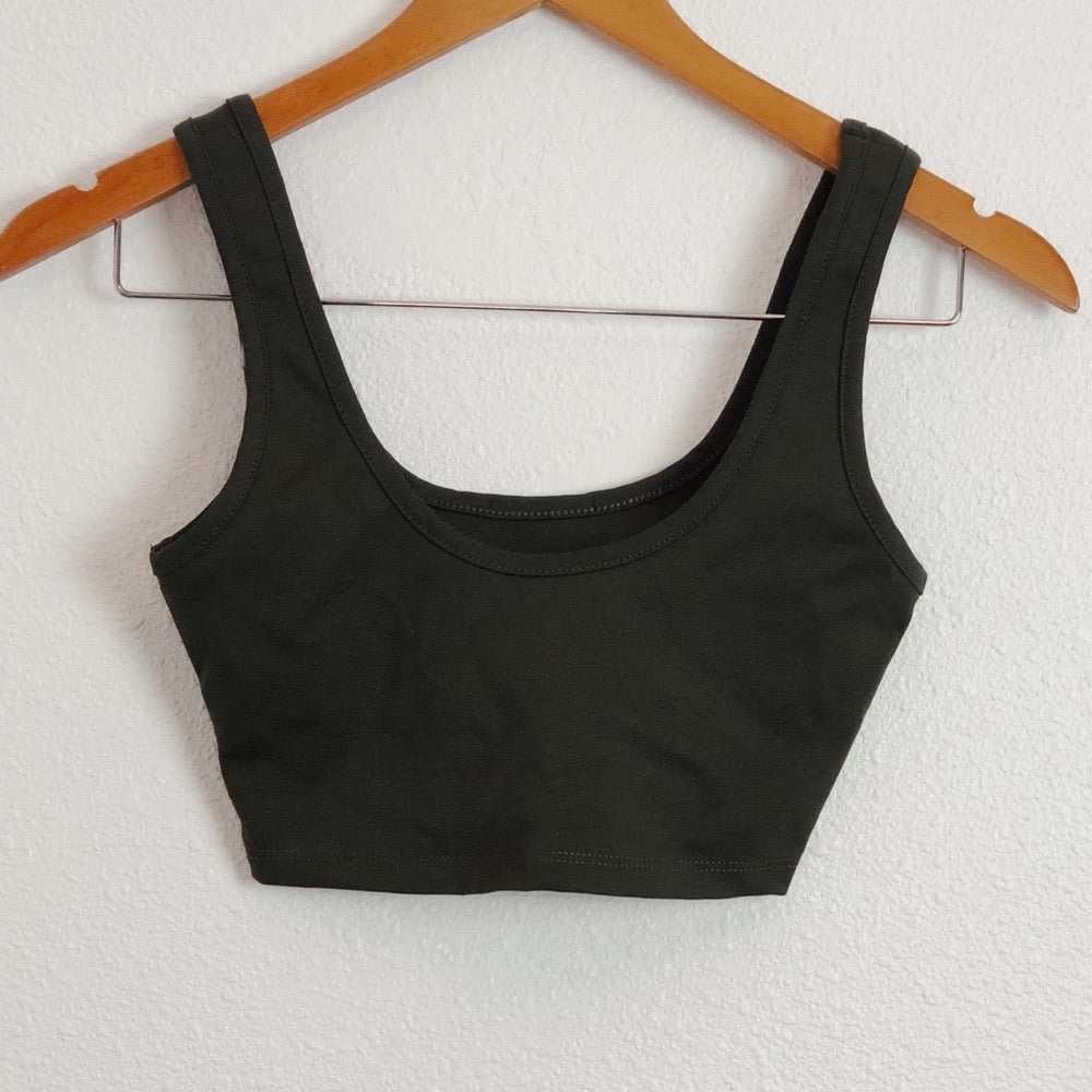 Forrest Green Ribbed Crop Top