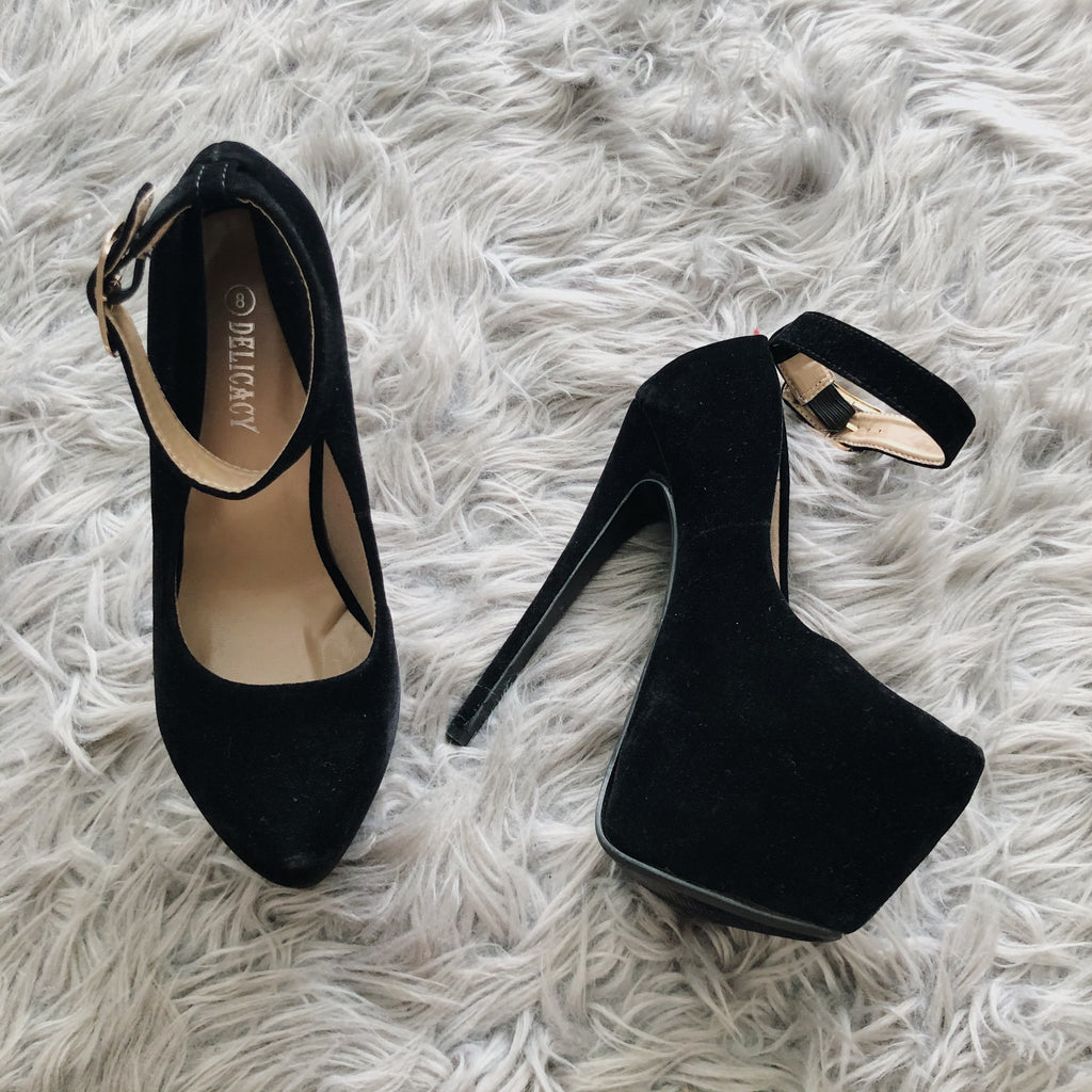 Baby Girl Black Soft Platform Heels