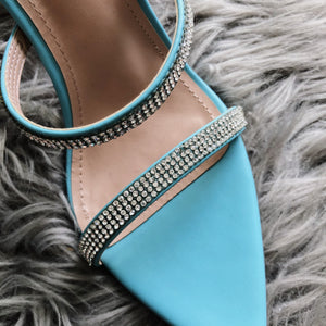 Thanks 4 Nothing Teal Open Toe Strapped Heels