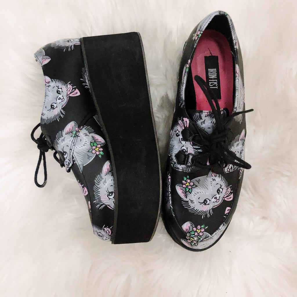 Iron Fist Kitty Lace Up Platform Creeper Sneakers