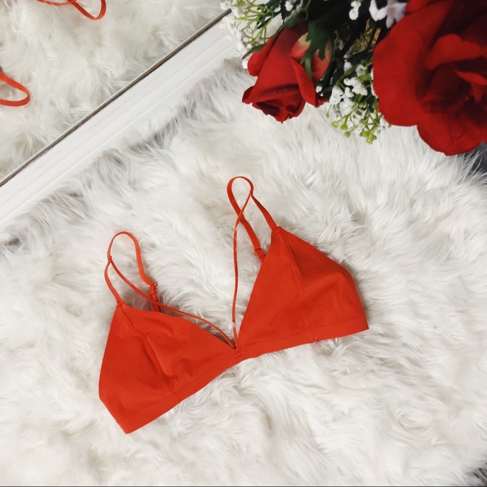 Red Strappy Seemless Comfy Bralette