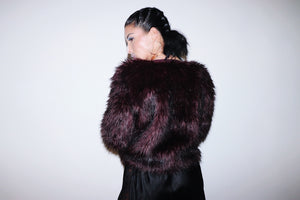 Don’t Even Think About It Dark Burgundy Faux Fur Jacket