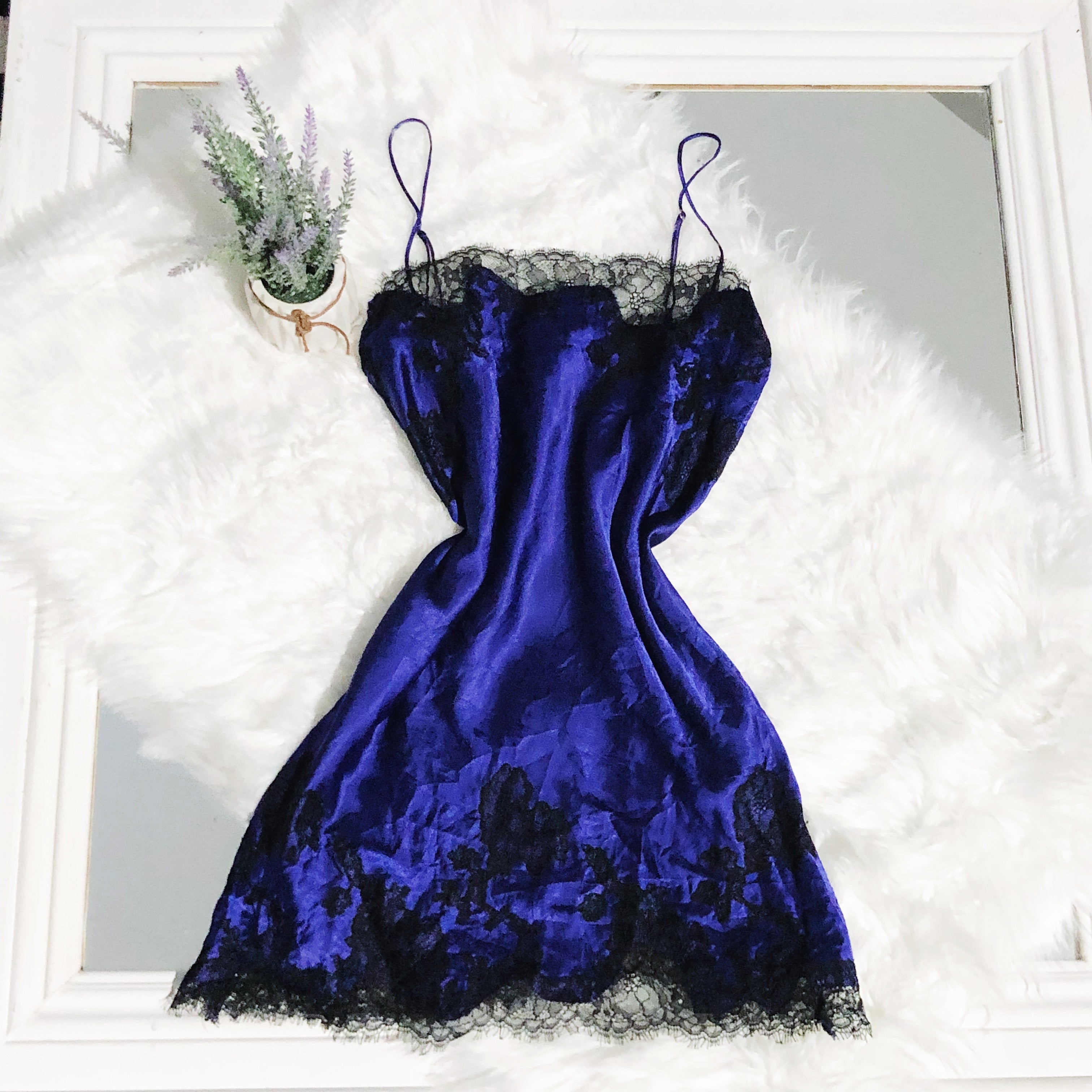 Victoria's Secret Blueberry And Black Lace Trim Slip Dress Bomb Bayb Co Victoria's Secret Blueberry And Black Lace Trim Slip Dress Bomb Bayb Co