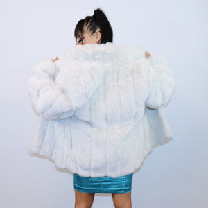 Vintage Off White Faux Fur Coat Jacket