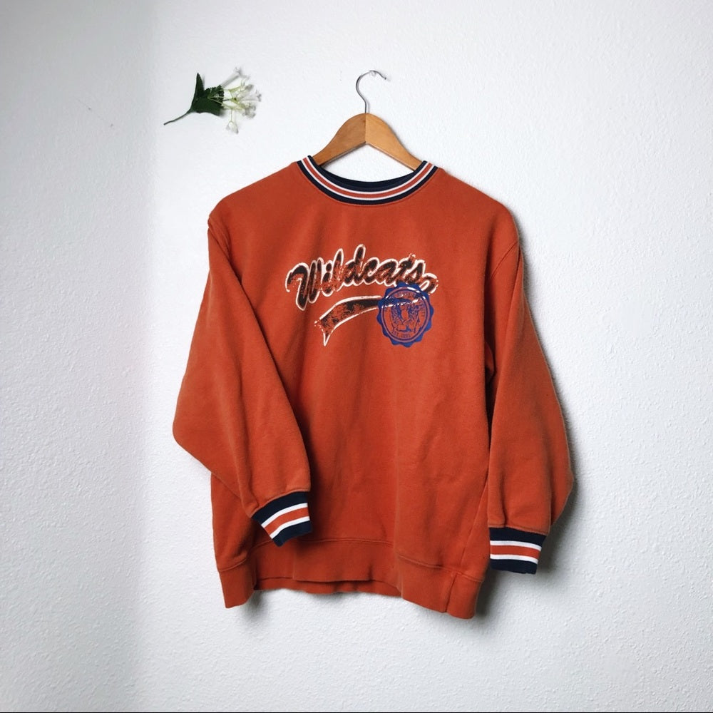 Vintage Orange Wildcats Crewneck Longsleeve Sweater