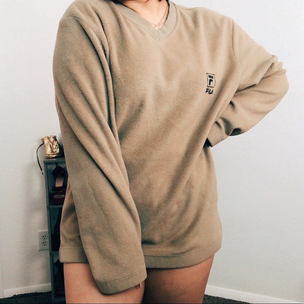 Unisex Fila Tan Vintage Crewneck Sweater