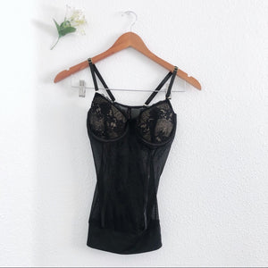 Black and Nude Mesh Lingerie Cheeky Slip Dress