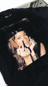 Rihanna Black Middle Finger Graphic T-Shirt