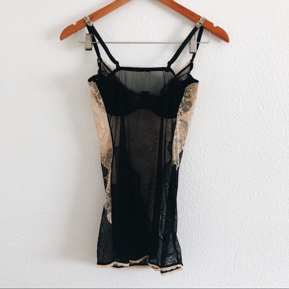 Nude and Black Slightly Distressed Lingerie Slip