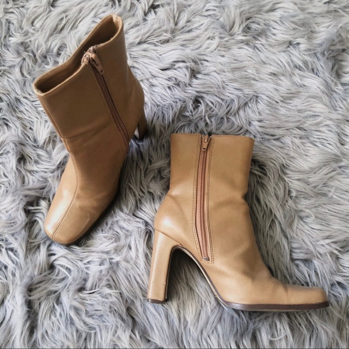 Thinking of You Tan Squared Ankle Boots