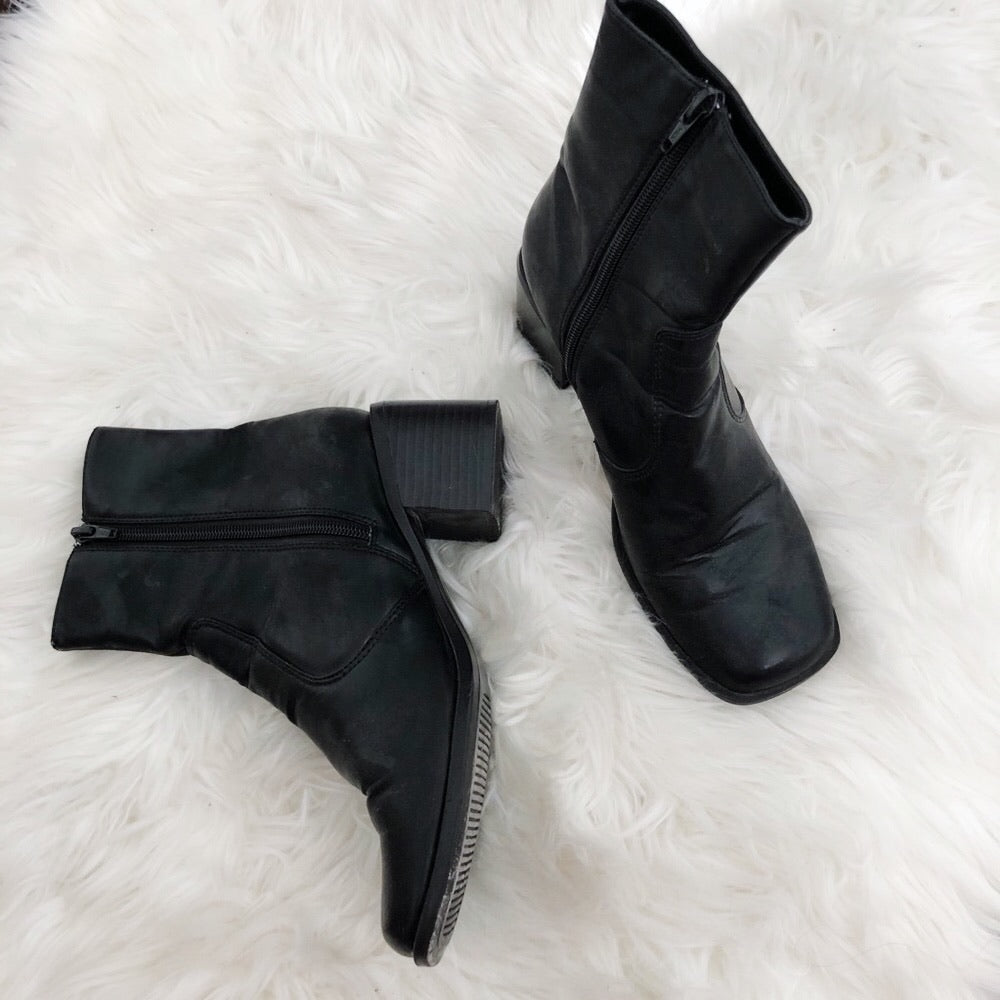 Always Hustling Black Ankle Square Chunky Heeled Boots