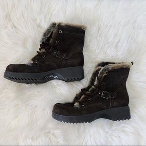 Cocoa Suede Laced Dark Brown Winter Boots