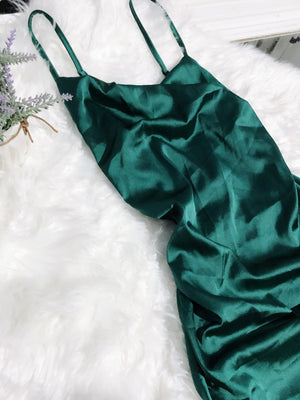 New Emerald Cowl Neck Romwe Side Cinched Drawstring Dress