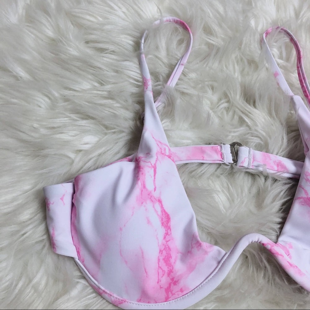 Pink Tye Dye Cupped Swimsuit Bralette Top